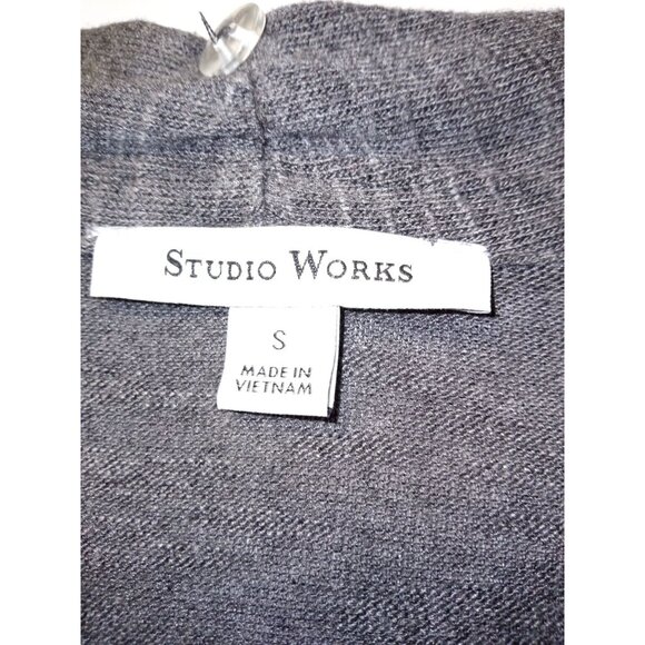 Studio Works Black Grey Cardigan Shirt Scarf Set Size Small - Picture 9 of 15